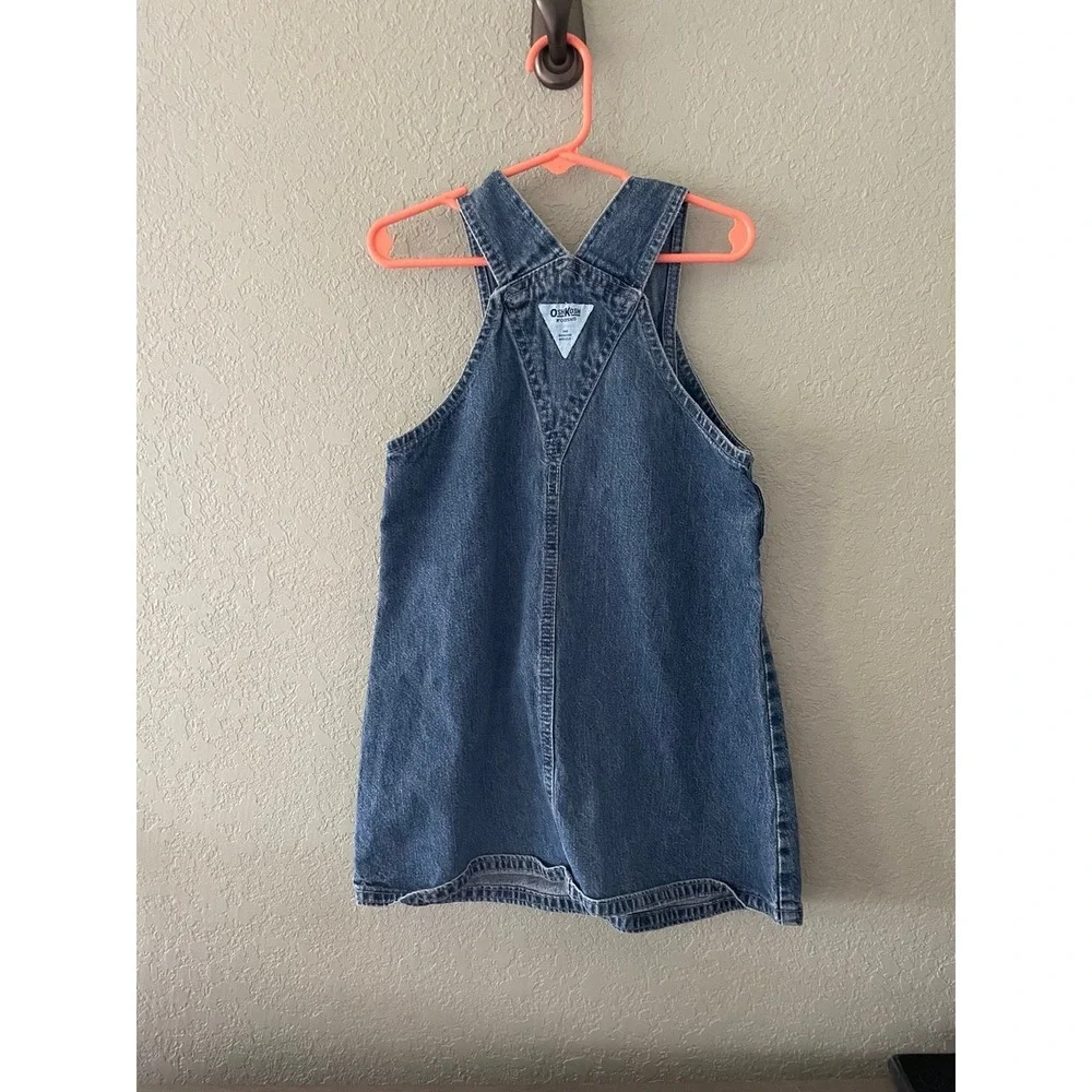 Vintage Oshkosh B'gosh Girls Small 6‎ Skirtall Denim Blue Overall Dress